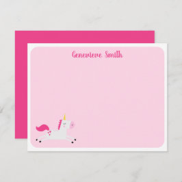 Tarjeta Pequeña Stationery de unicornio rosa
