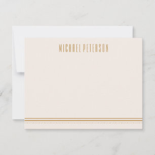 Tarjeta Pequeña Stationery Masculina clásica del hexágono - Oro