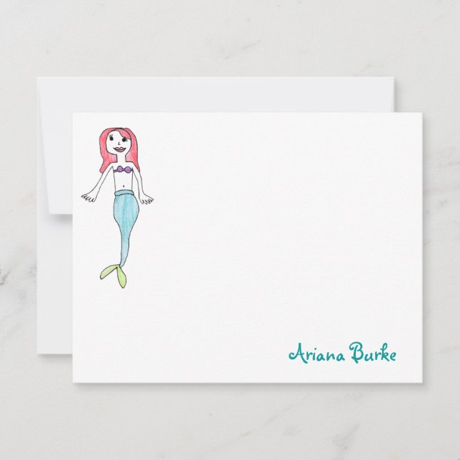 Tarjeta Pequeña Stationery Notecards, Personalizado de la sirena (Anverso)