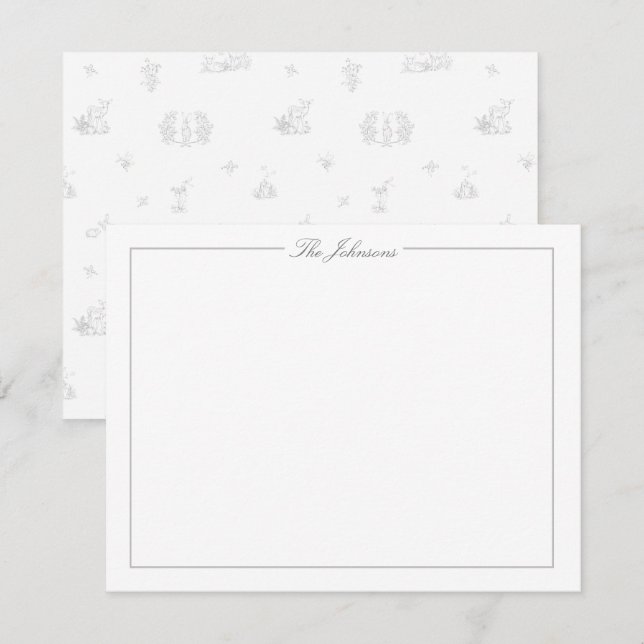 Tarjeta Pequeña Stationery personalizada clásica de borde gris (Anverso / Reverso)