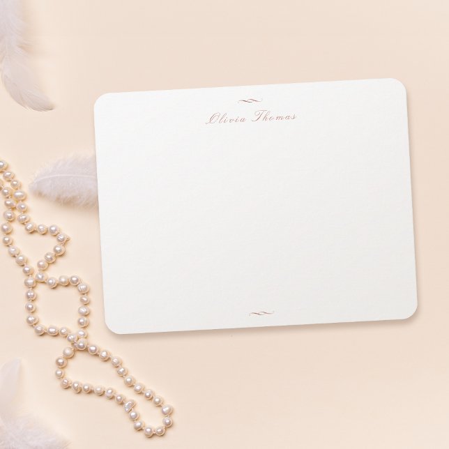 Tarjeta Pequeña Stationery personalizada con estilo clásico de oro (Rose Gold Classic Elegance Personalized Stationery Note Card)