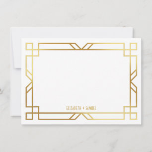 Tarjeta Pequeña Stationery personalizada con marco dorado Art Deco