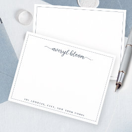 Tarjeta Pequeña Stationery personalizada de borde azul simple de s