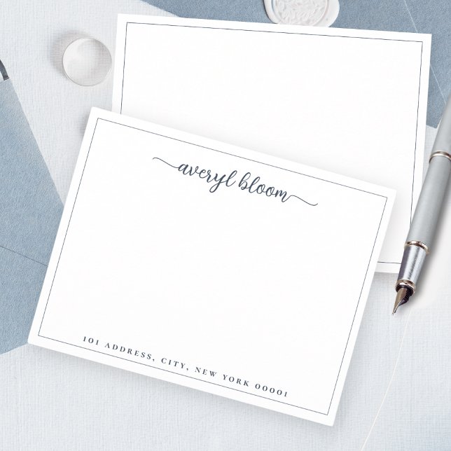 Tarjeta Pequeña Stationery personalizada de borde azul simple de s (Subido por el creador)