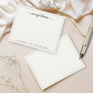 Tarjeta Pequeña Stationery personalizada de borde de script simple