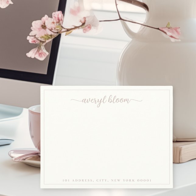 Tarjeta Pequeña Stationery personalizada de borde Rosa de script s (Subido por el creador)