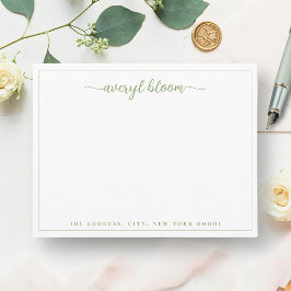 Tarjeta Pequeña Stationery personalizada de borde verde simple man
