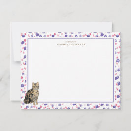 Tarjeta Pequeña Stationery personalizada de gato de tabby marrón