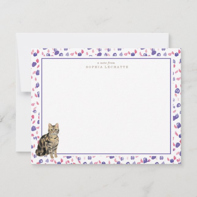 Tarjeta Pequeña Stationery personalizada de gato de tabby marrón (Anverso)