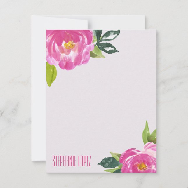 Tarjeta Pequeña Stationery personalizada de los pueblos rosados de (Anverso)
