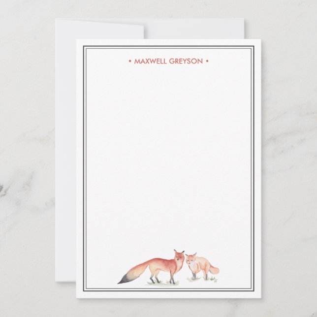Tarjeta Pequeña Stationery personalizada de Red Fox (Anverso)