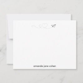 Tarjeta Pequeña Stationery personalizada del corazón del avión de 