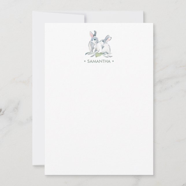 Tarjeta Pequeña Stationery personalizada para conejitos de primave (Anverso)