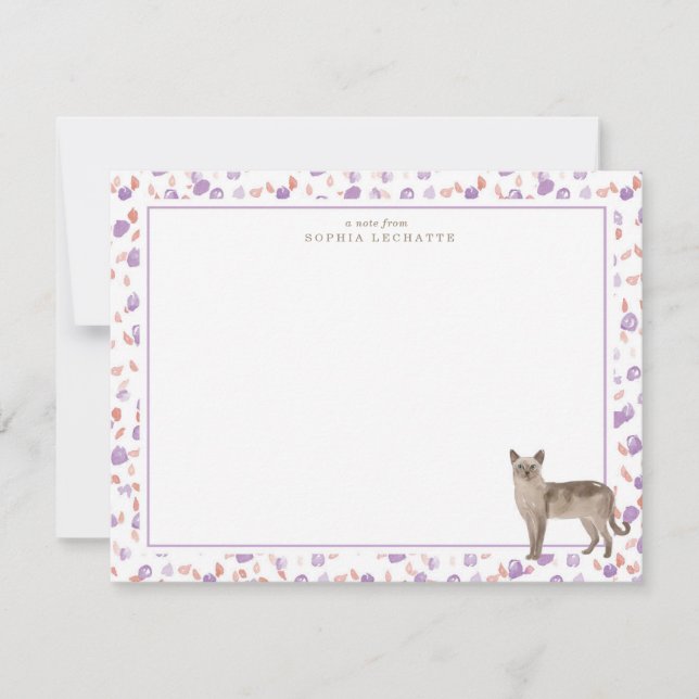 Tarjeta Pequeña Stationery personalizada para gato de Tonkinés (Anverso)