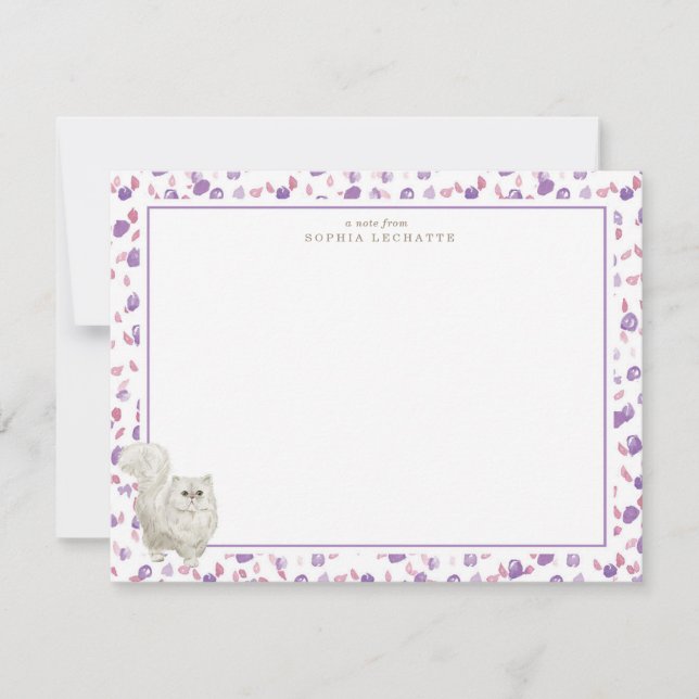 Tarjeta Pequeña Stationery personalizada para gato persa (Anverso)