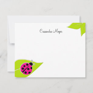 Tarjeta Pequeña Stationery personalizada Pink Ladybug