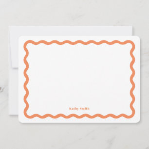 Tarjeta Pequeña Stationery personalizada Retro Wavy Apricot clásic