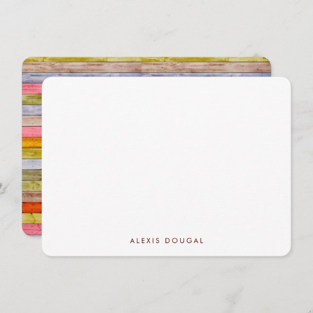 Tarjeta Pequeña Stationery personalizada Rustic Woodgrain (Anverso / Reverso)