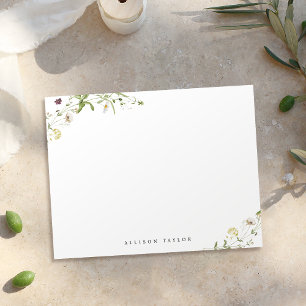 Tarjeta Pequeña Stationery personalizada Sage Green Boho Wildflowe