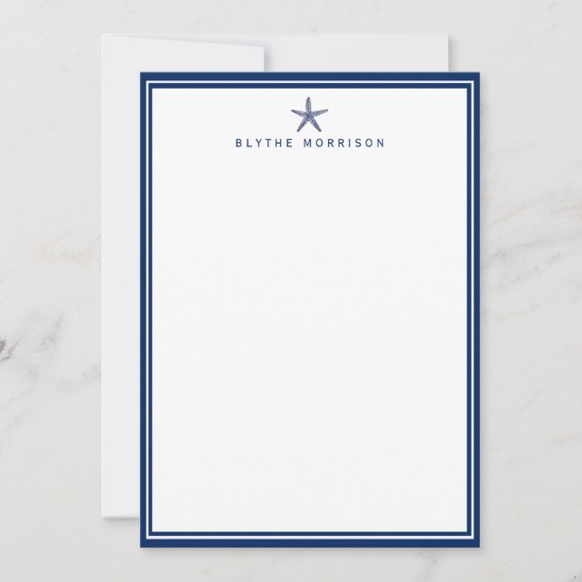 Tarjeta Pequeña Stationery Personalizado Nautical Starfish Quatref (Anverso)