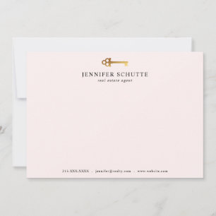 Tarjeta Pequeña Stationery Rubor Realtor Personalizado Gold Key