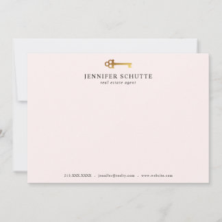 Tarjeta Pequeña Stationery Rubor Realtor Personalizado Gold Key