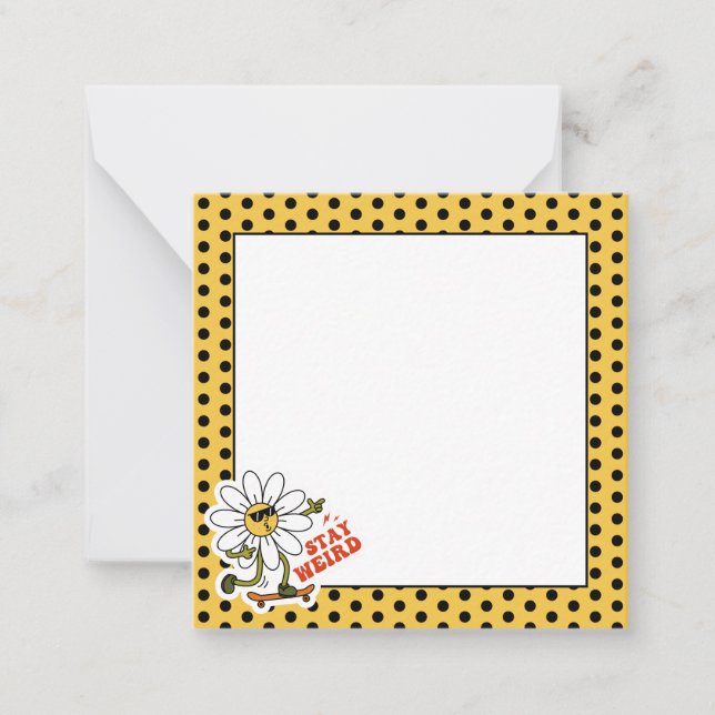 Tarjeta Pequeña Stay Weird Skateboarding Daisy (Anverso)