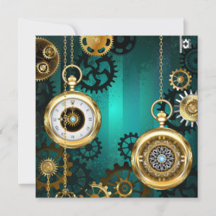 Tarjeta Pequeña Steampunk Jewelry Watch sobre un fondo verde