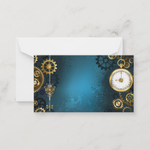 Tarjeta Pequeña Steampunk turquoise Background with Gears
