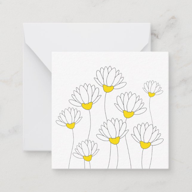Tarjeta Pequeña Stems Daisy Hand Drawn (Anverso)