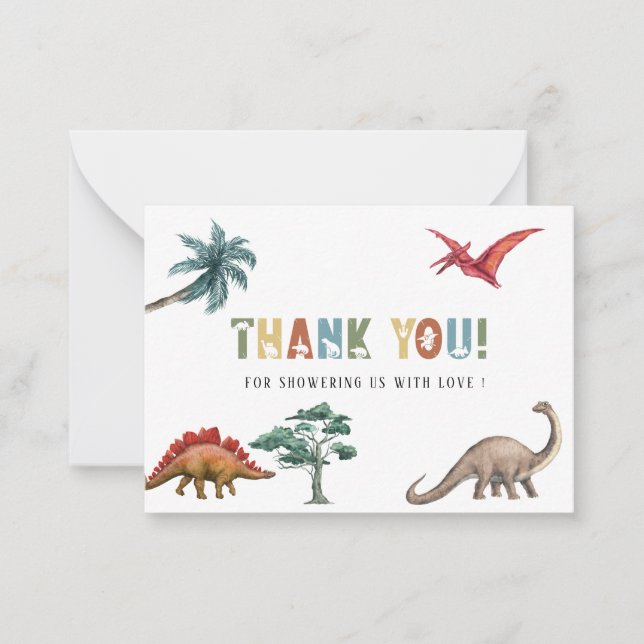 Tarjeta Pequeña Stomp Chomp Roar acuarela CumpleañosTarjeta de not (Anverso)