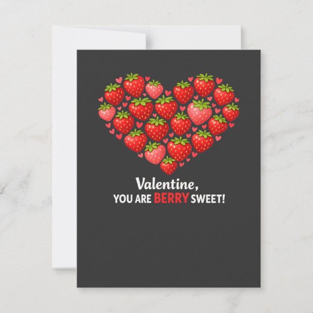 Tarjeta Pequeña Strawberry Berry Sweet Kids Valentines Day (Anverso)