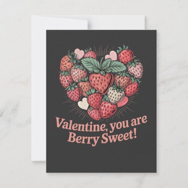 Tarjeta Pequeña Strawberry Berry Sweet Kids Valentines Day (Anverso)