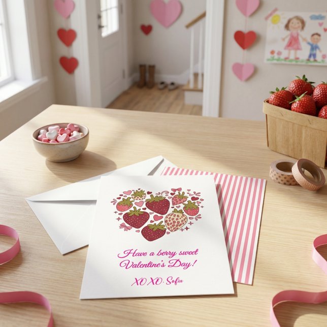 Tarjeta Pequeña Strawberry Sweetheart Valentines Day Card for Kids (Strawberry Sweetheart Valentines Day Card for Kids
)