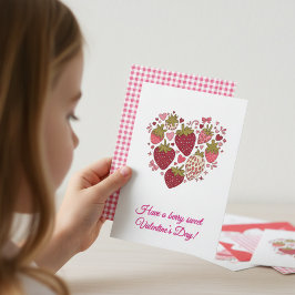 Tarjeta Pequeña Strawberry Sweetheart Valentines Day Card for Kids