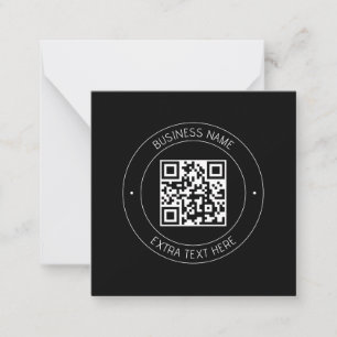 Tarjeta Pequeña Su código QR y su texto editable   Blanco y negro