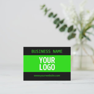 Tarjeta Pequeña Su logotipo o imagen   Verde negro y brillante