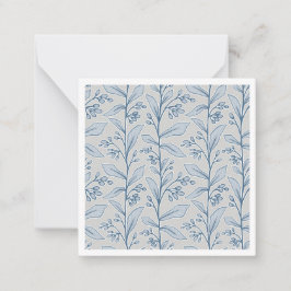 Tarjeta Pequeña Suave Arte Floral Azul y Gris de Ensueño Botánico