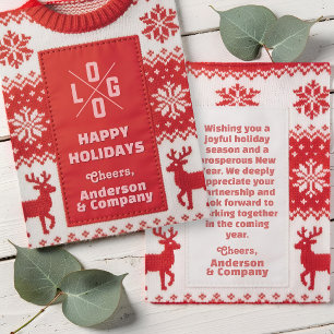 Tarjeta Pequeña Suéter feo de Navidad con logotipo corporativo de 
