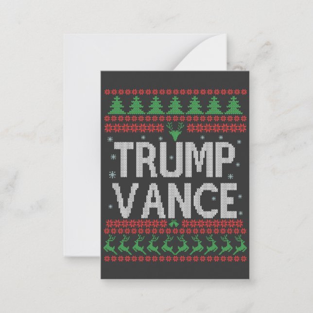 Tarjeta Pequeña Suéter feo de Navidad Trump Vance Republicano Xmas (Anverso)