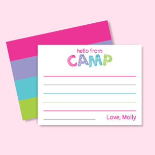 Tarjeta Pequeña Summer Camp Stationery Rústica Madera Rosa Girona