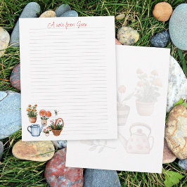 Tarjeta Pequeña Summer Gardening Lined Personal Note Paper
