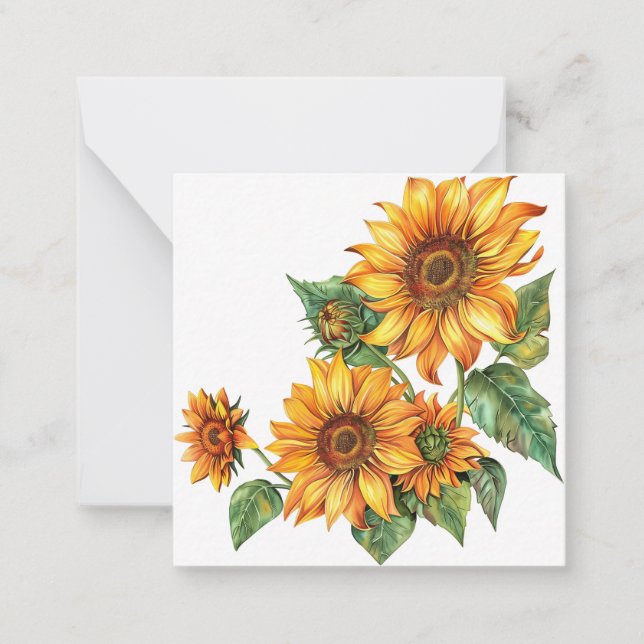 Tarjeta Pequeña Sunflower de verano dorado (Anverso)
