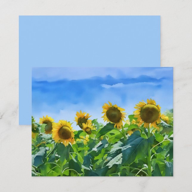 Tarjeta Pequeña Sunflower Floral Art Note Card Set (Anverso / Reverso)