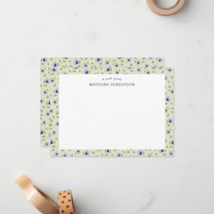 Tarjeta Pequeña Sunflower Púrpura Brillante Monograma Verde Claro