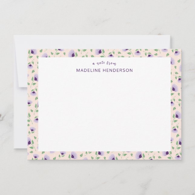 Tarjeta Pequeña Sunflower púrpura y sincera Monograma rosa claro (Anverso)