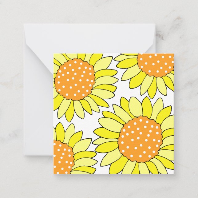 Tarjeta Pequeña Sunflowers Naranja Amarillo de cuatro manos (Anverso)
