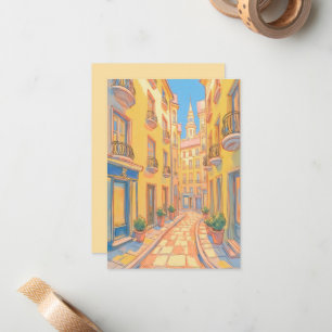 Tarjeta Pequeña Sunny European Street Cosy Architecture Viaje al a