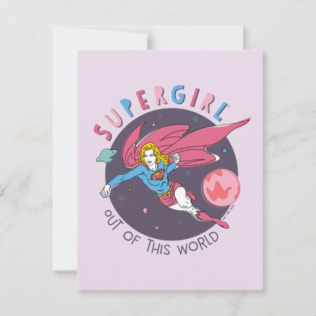 Tarjeta Pequeña Supergirl fuera de este mundo retro gráfico (Anverso)