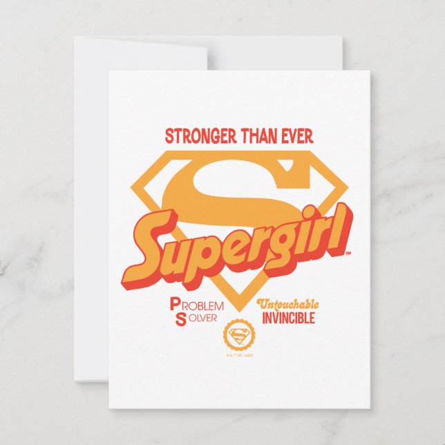 Tarjeta Pequeña Supergirl más fuerte que nunca retro gráfico (Anverso)